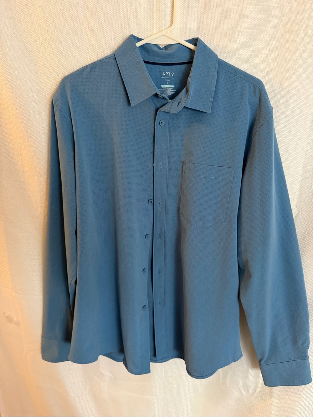 Apt. 9 Men's Blue Long Sleeve Button-Up Dress Shirt